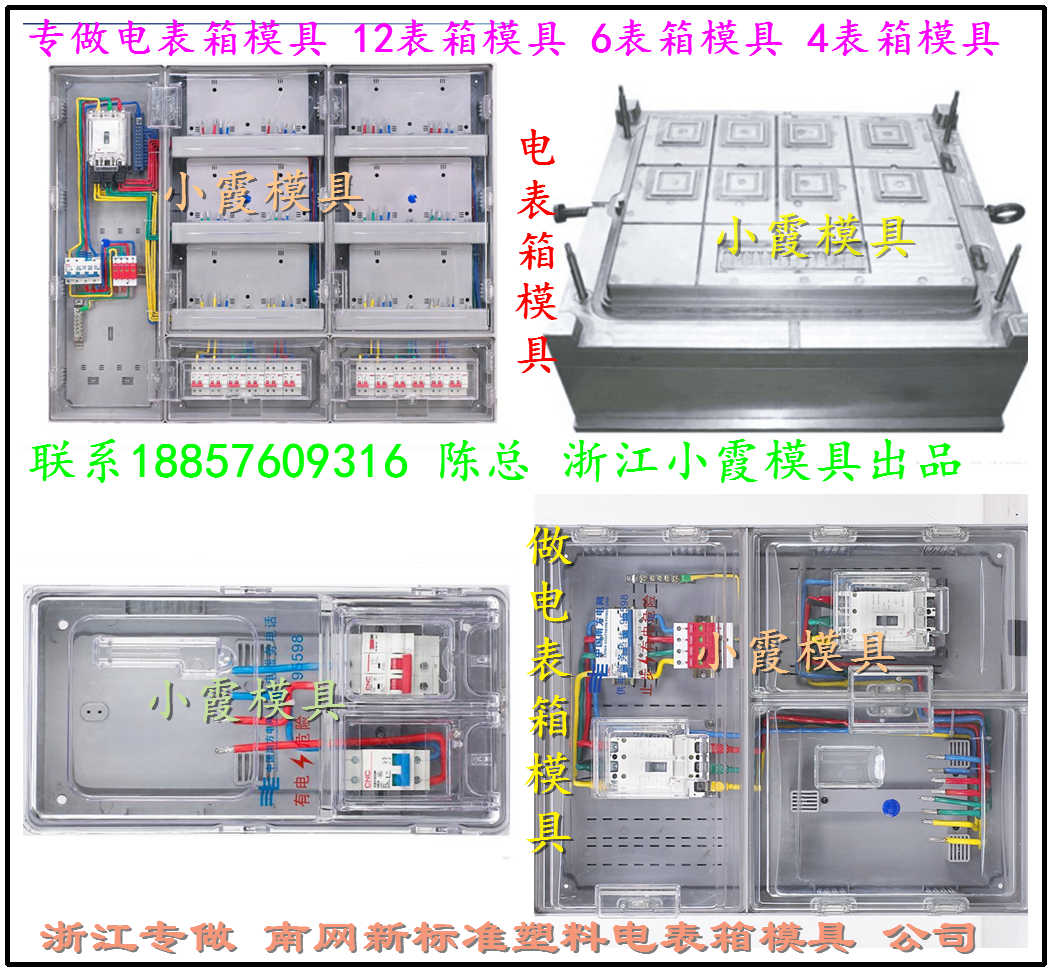 透明三相十二位电表箱模具 注塑新标准单相八电表箱模具