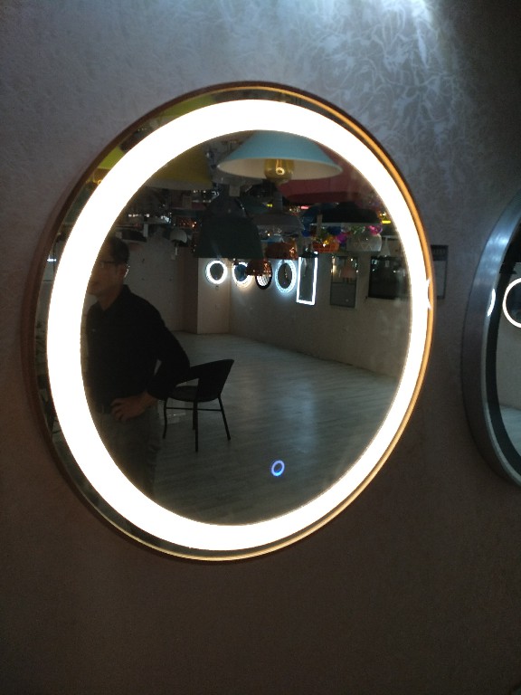 无框圆形壁挂防雾LED灯镜智能卫浴镜子浴室镜带灯外透光镜 浴室镜子