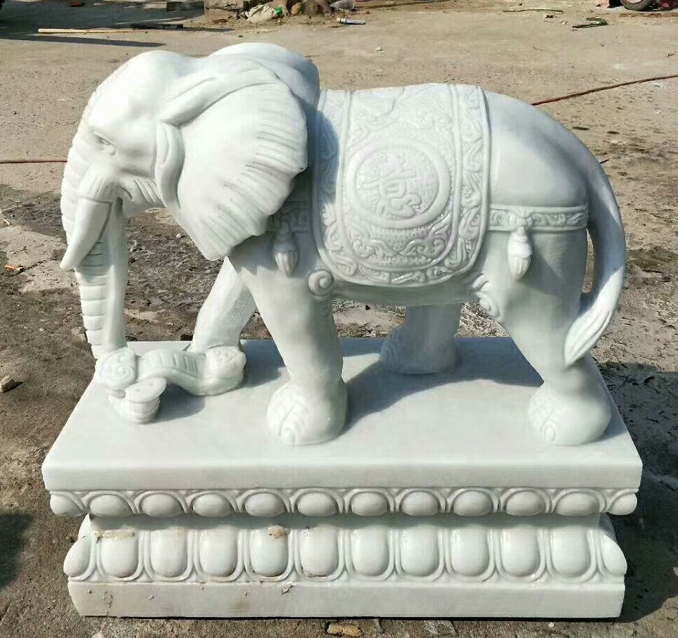 丰路石雕大象 酒店门口大象摆件 丰路石雕大象 工艺品汉白大象