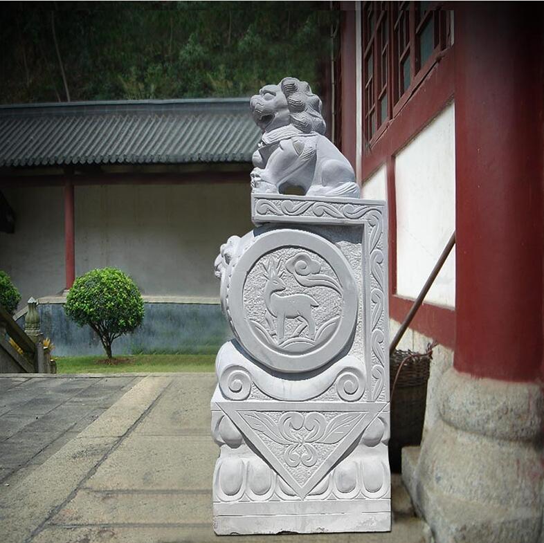 中式门口户外摆件门墩 丰路雕塑 中式门口石狮子摆件门墩