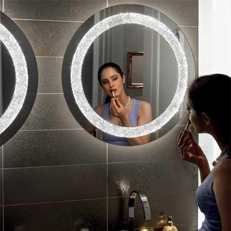 卫浴镜子卫生间厕所挂镜窄边智能无框洗手间悬挂壁挂led浴室镜 背光LED灯镜图片