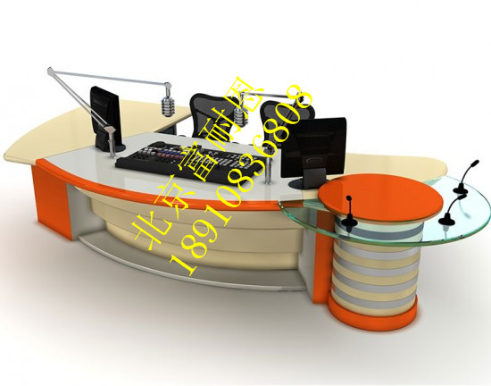 播音桌电视台演播室直播桌演播桌