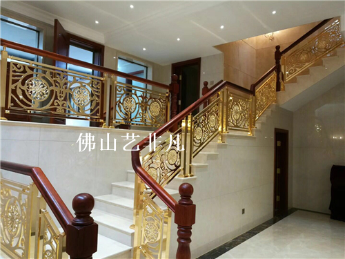 吉林长期提供 铝合金古典豪华圆形雕花楼梯立柱栏杆 简约高要