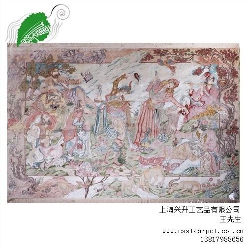 上海手工真丝地毯 上海伊朗真丝地毯 上海手工挂毯制作 兴升供图片