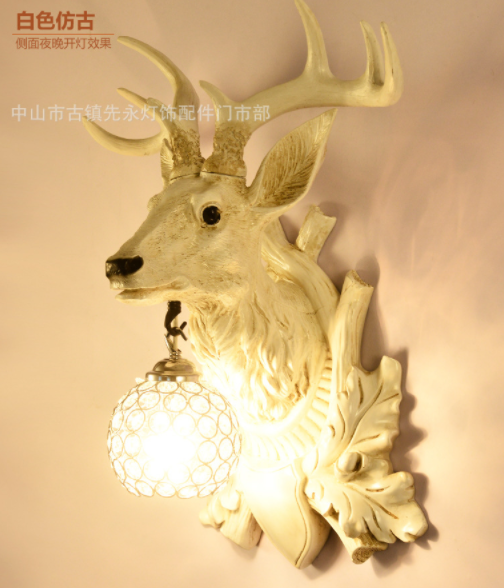 田园现代鹿角鹿头壁灯 批发水晶灯罩 壁灯 吊灯 顶灯
