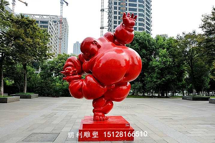 红灯笼人物雕塑 不锈钢抽象雕塑厂