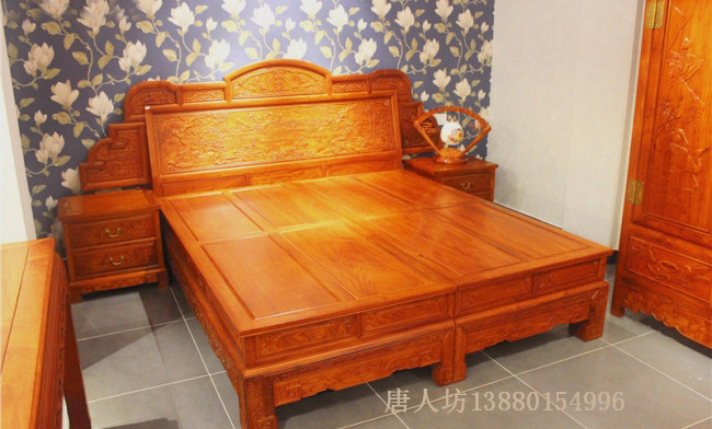 成都仿古家具定制_仿古家具市场_新中式实木家具中式床