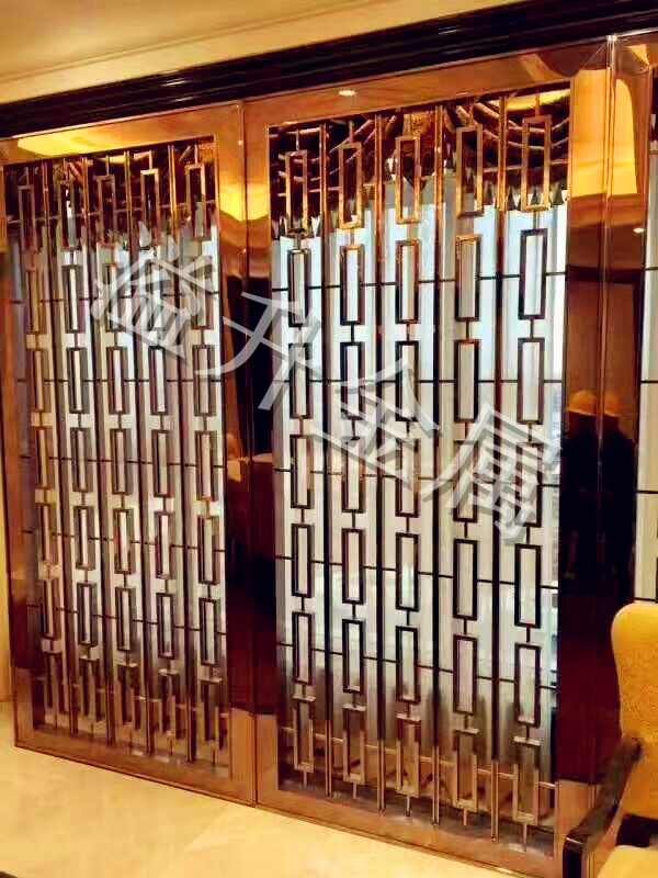 铝艺雕花背景墙酒店装饰屏风溢升来图生产设计图片