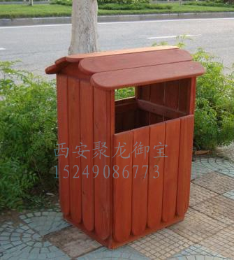 西安防腐木垃圾桶-实木垃圾桶-木质垃圾桶-户外垃圾桶-定做厂图片