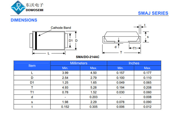 东沃电子，专业的TVS管SMAJ5.0CA生产厂家