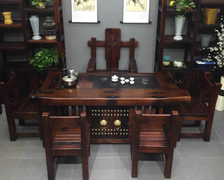 老船木茶桌椅组合中式复古功夫茶桌多功能茶几家用小型桌