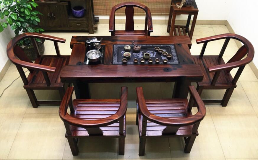 老船木茶桌茶台椅组合实木茶台复古功夫茶几户外古朴中式定制