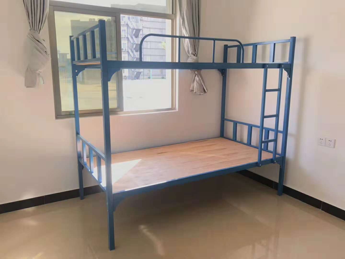 厂家销售上下铺床高低床双层床铁床 白色右爬梯下铺 双层子母床 白色右爬梯下铺