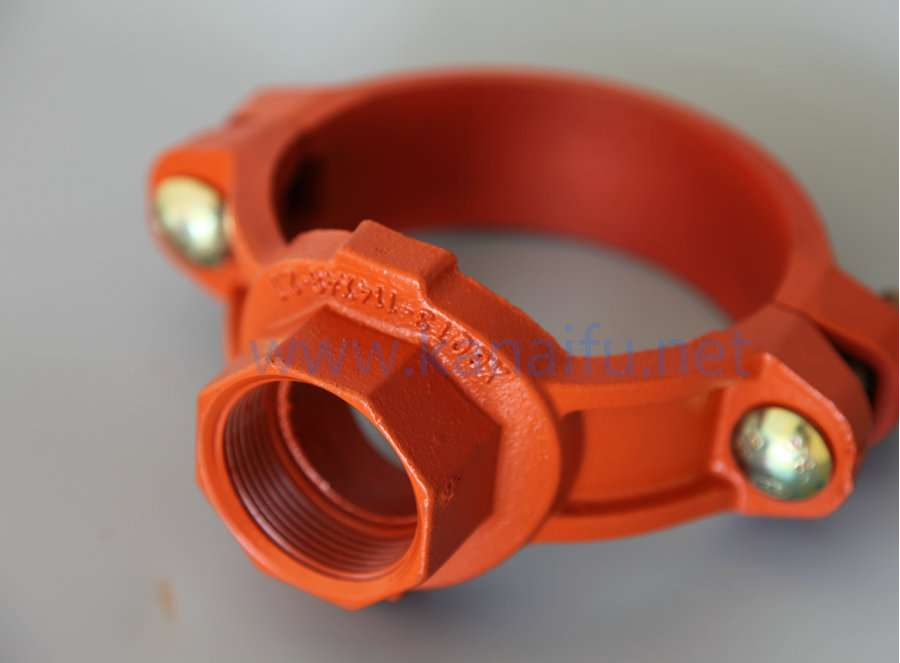 专业生产橘色螺纹式机械三通，橘色螺纹式机械三通生产厂家，螺纹式机械三通批发图片