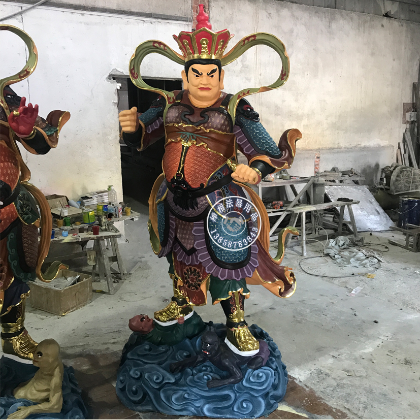 厂家定制玻璃钢树脂佛像，雕塑天王殿四大金刚护法，温州寺院佛像，四大天王