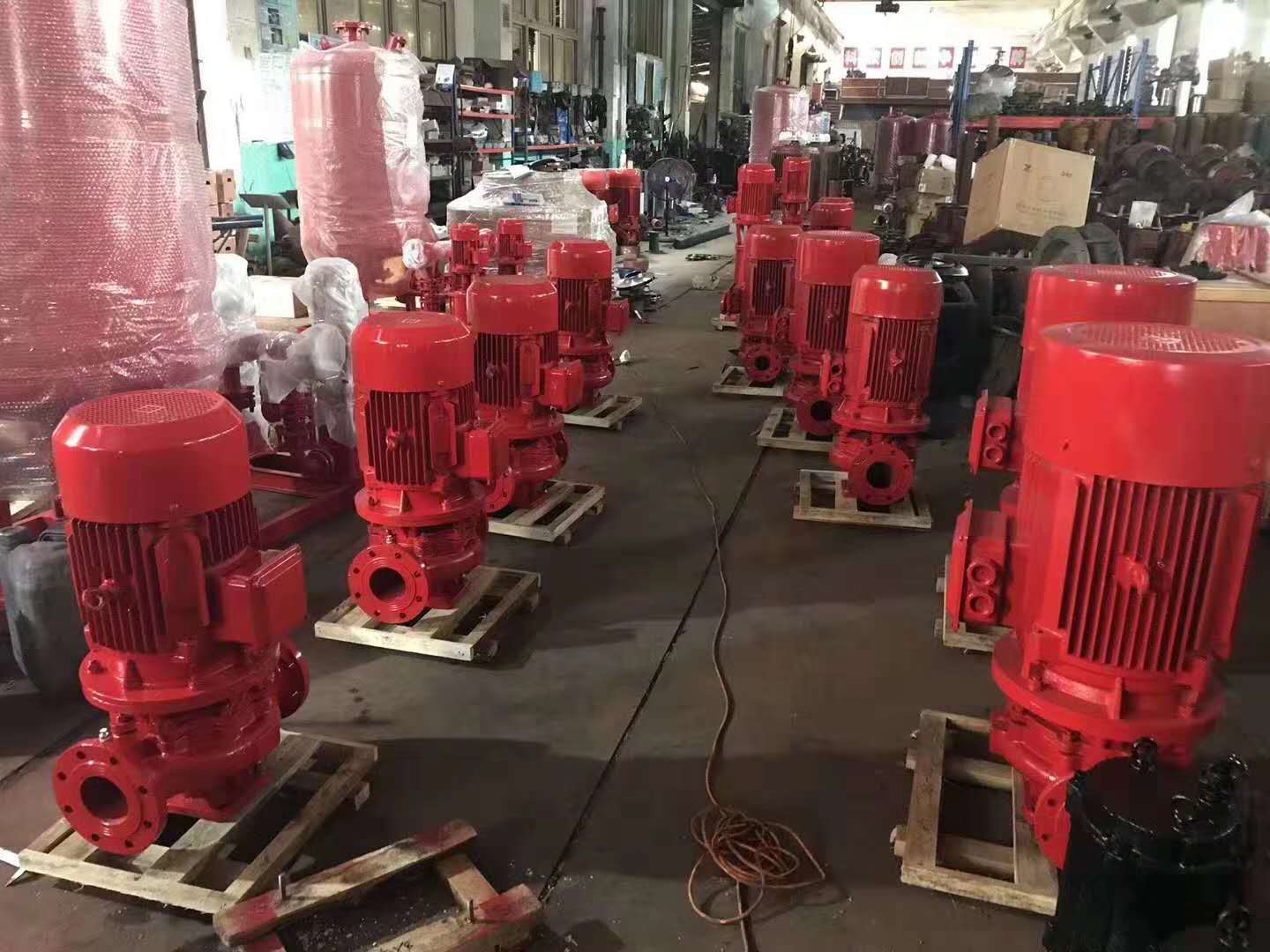 上海江洋18.5千瓦消火栓泵现货XBD6.4/15-80G*4每秒15升消防泵/3CF稳压设备配多级泵