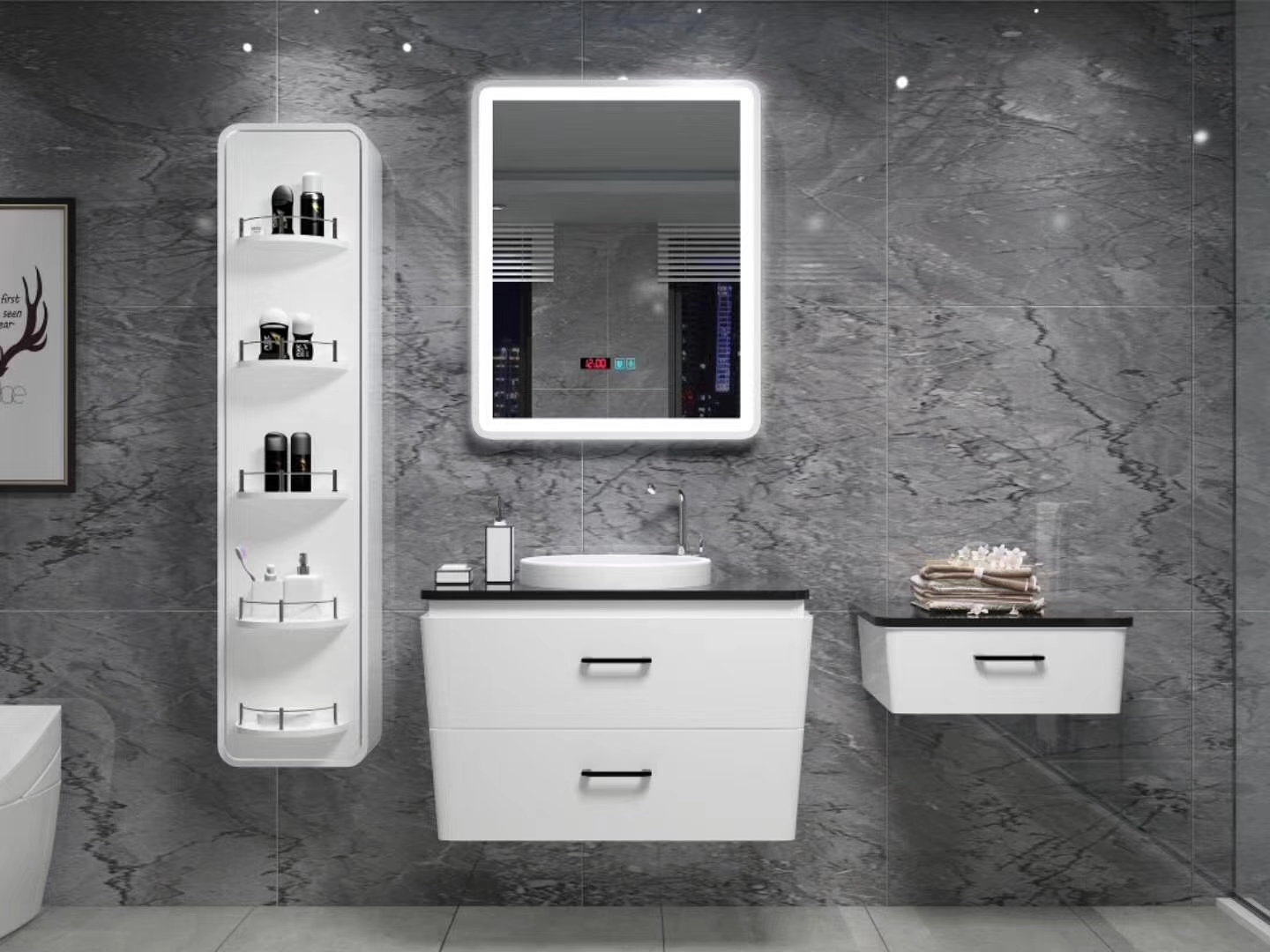 无框浴室镜卫生间无框LED灯镜 壁挂带灯浴室镜洗手间厕所镜卫浴镜子