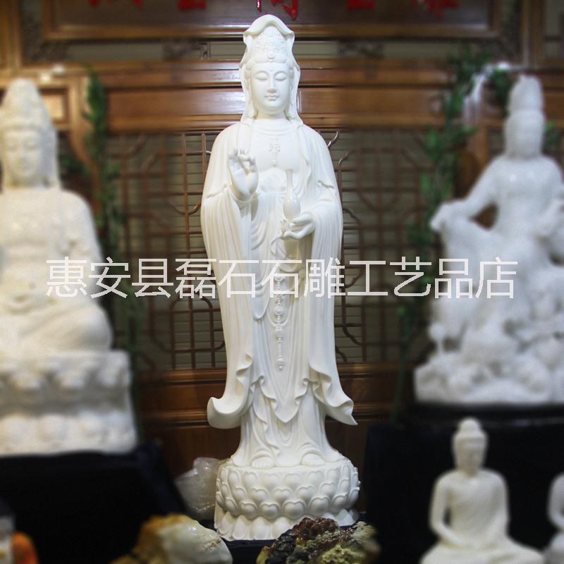 福建石雕 汉白玉观音菩萨雕像 大型供奉观音佛像人物雕塑图片