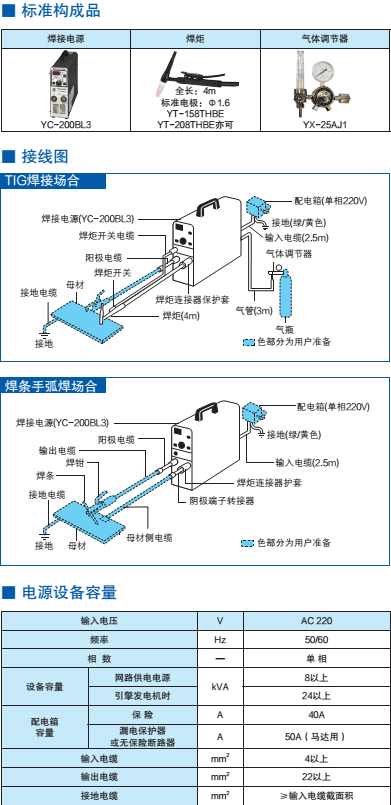 唐山直流弧焊焊机YC-200BL小型轻量可提走适合户外施工作 Panasonic焊机