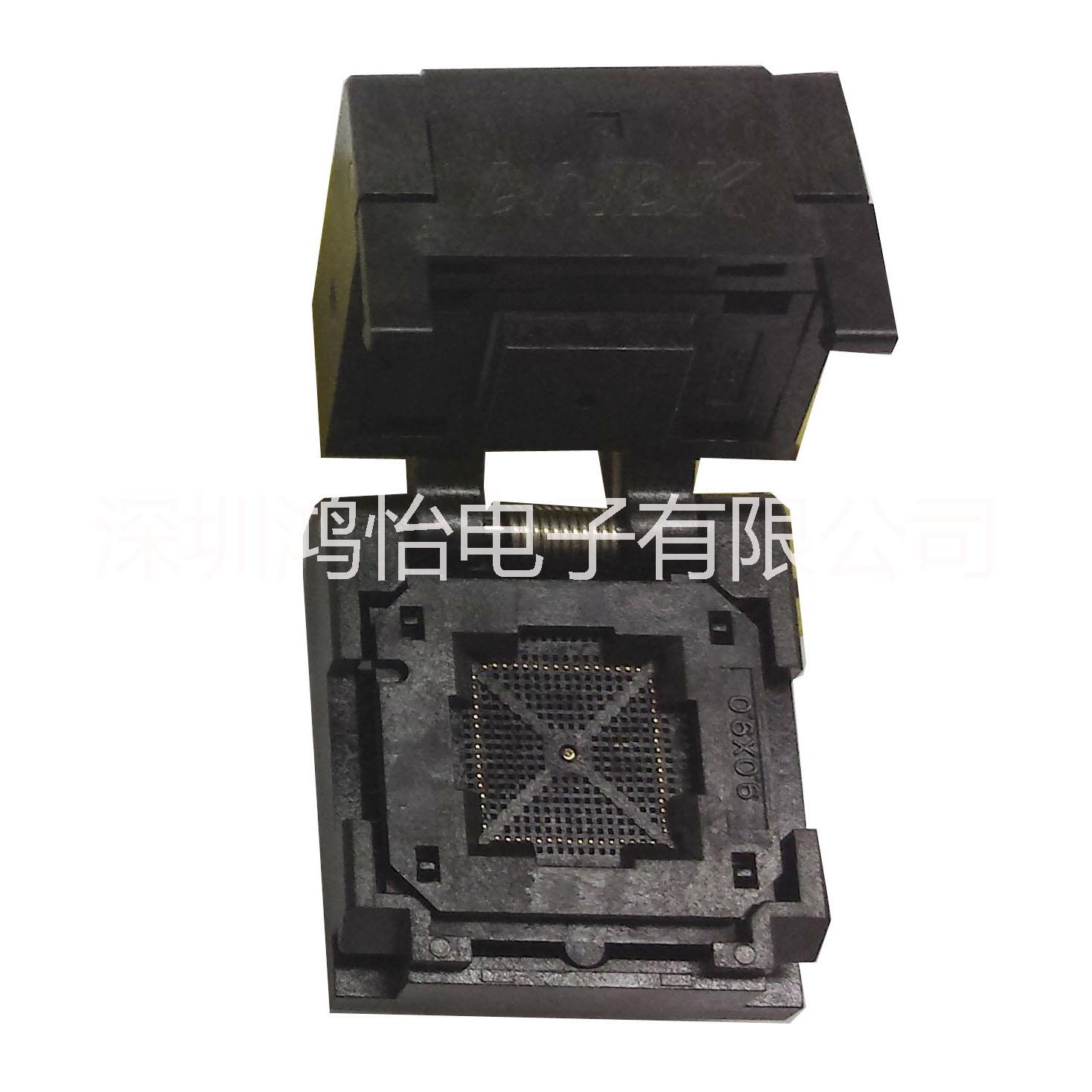 深圳厂家直供各类IC测试座QFN64-0.4翻盖弹片老化座图片