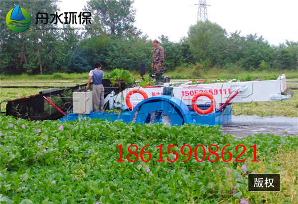 潍坊河面全自动水葫芦打捞船 常州水水下植物收割设备船 长沙水面河道保洁船图片