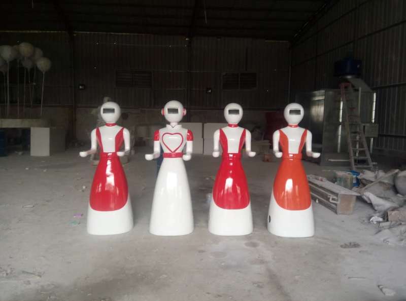 广州玻璃钢定做送餐机器人外壳雕塑造型