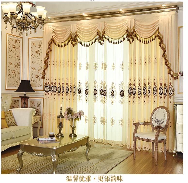 窗帘成品欧式绣花遮光定制客厅卧室窗帘布 凯撒-咖色图片