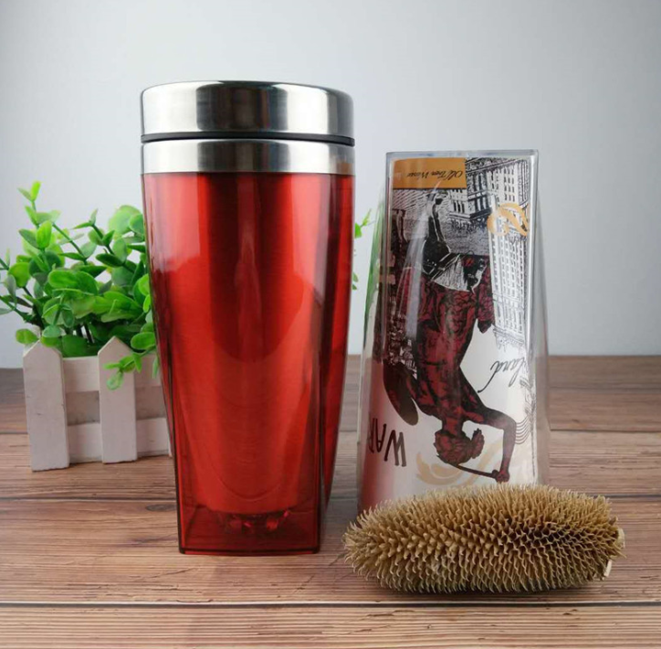 内钢外塑广告杯塑料礼品杯猫爪杯广告纸可定制出口咖啡杯量大价 外塑广告杯图片
