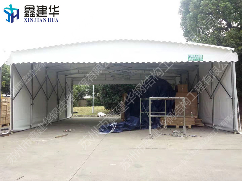 单县家庭式推拉收缩帐篷 大型活动广场雨棚 镀锌管雨棚厂家直销