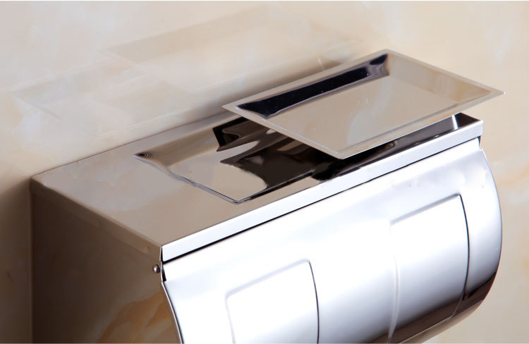 201不锈钢浴室手机架纸巾架卫生间纸巾盒厕所卷纸架可放手机抽纸
