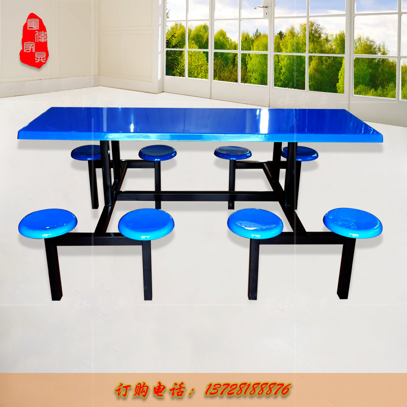 学校食堂餐桌椅连体小吃店餐桌椅员工餐桌椅八人食堂餐桌椅组合
