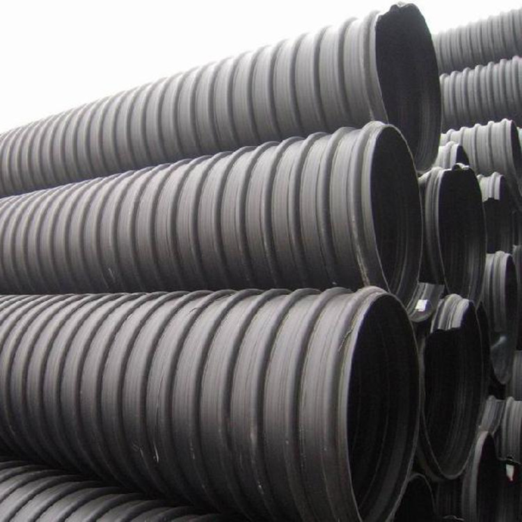 桃源钢带管HDPE钢带管厂家生产的黑色塑料波纹管大口径排污管道图片