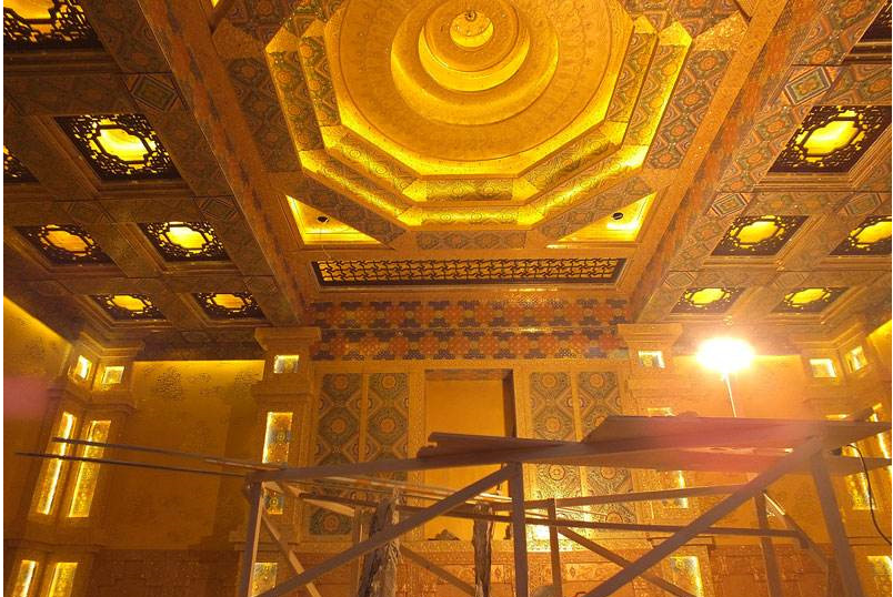 寺庙佛堂天花板 古建筑彩绘吊顶 中式禅堂装修材料图片