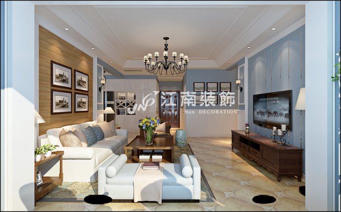 哈尔滨江南装饰打造江北万达城地中海风格90㎡三室一厅装修效果图8