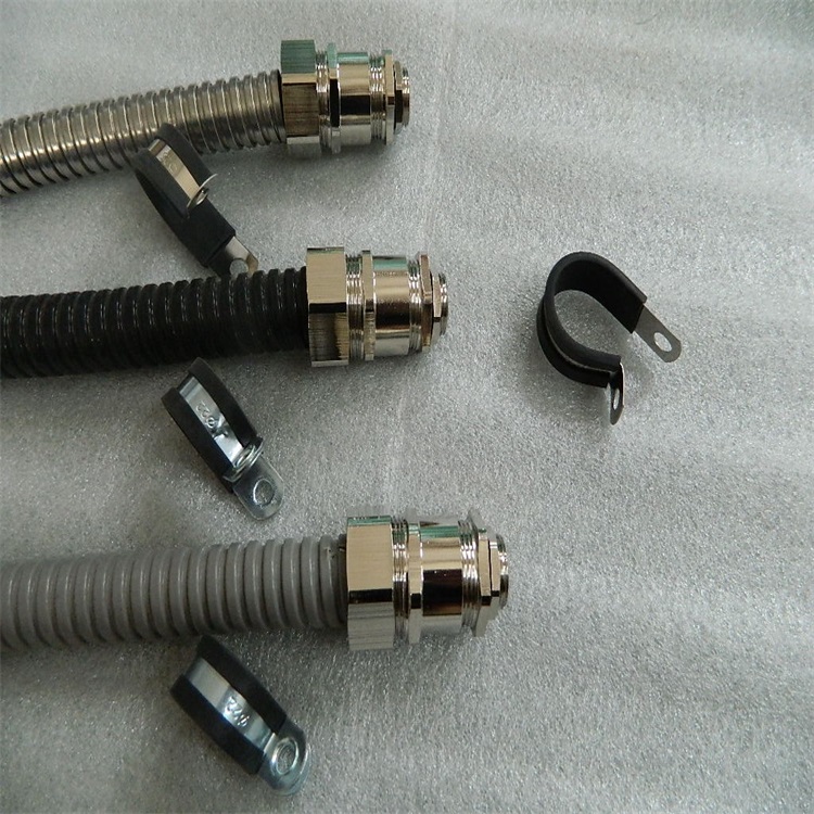 铜镀镍锁紧电缆软管接头  M12金属软管电缆防水接头