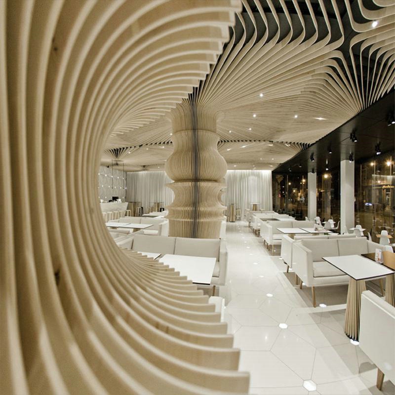 餐厅装饰木纹型材铝方通 简约环保风格吊顶装饰 实力厂家图片