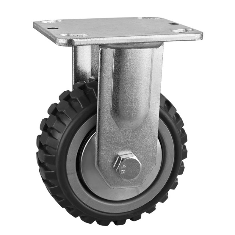 5寸重型烽火固定轮小推车工业轮子 齿牙固定轱辘 灰色承重定向轮