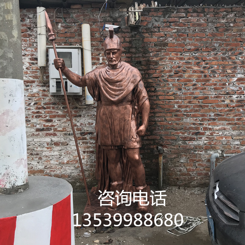 广州市古希腊罗马武士厂家北欧文化古希腊罗马武士|玻璃钢古罗马雕塑|复古玻璃钢仿铜武士人物摆件