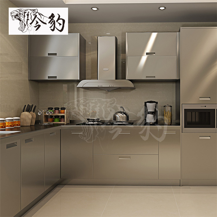 苏州整体橱柜定做L型正宗厨房装修304不锈钢中式厨柜台面订制图片