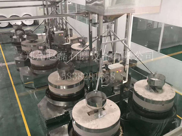 郑州厂家直销香油石磨生产流水线推车磨芝麻酱磨香油厂设备