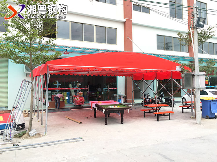 中山商业街伸缩雨棚PVC帆布大型活动雨棚防雨神器
