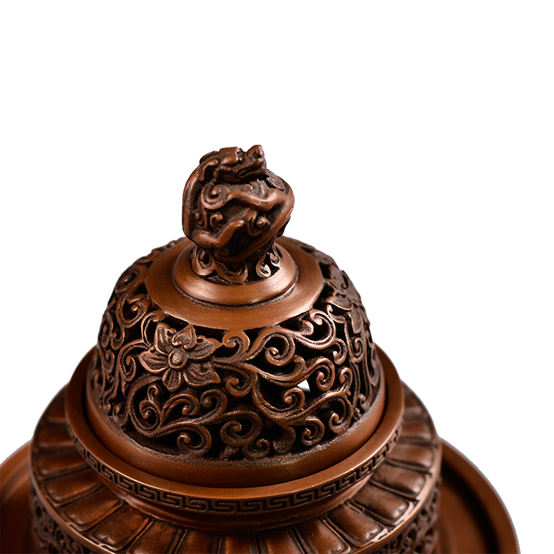 龙纽三足炉纯铜摆件大号熏香炉佛教家居香道新中式装修