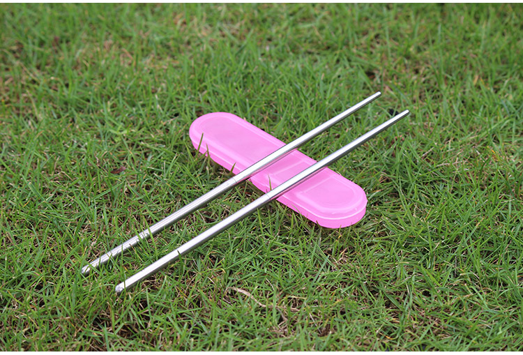 便携式塑料盒环保餐具双节式螺丝折叠筷子 便携式塑料盒环保餐具螺丝折叠筷子图片
