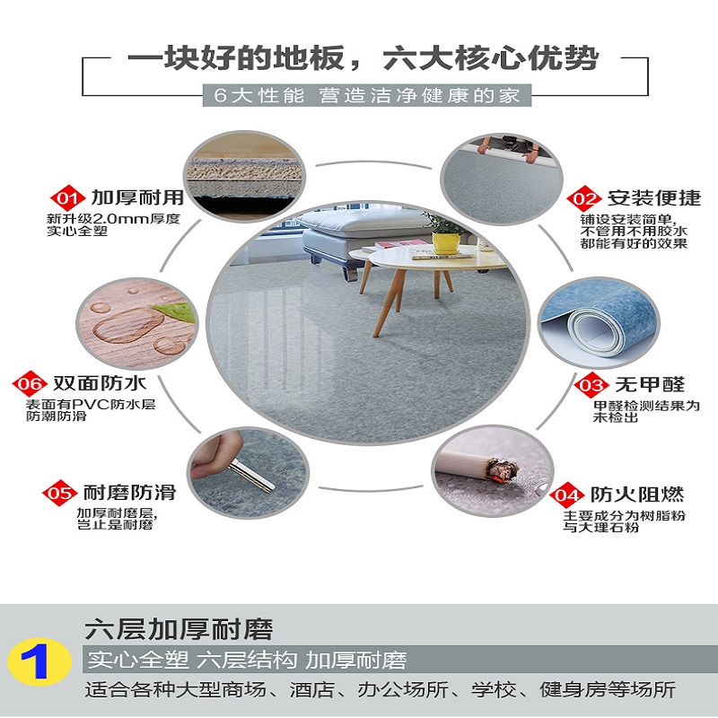 北京学校2.0mm密实底商业PVC地板胶厂家弹性卷材可上门施工