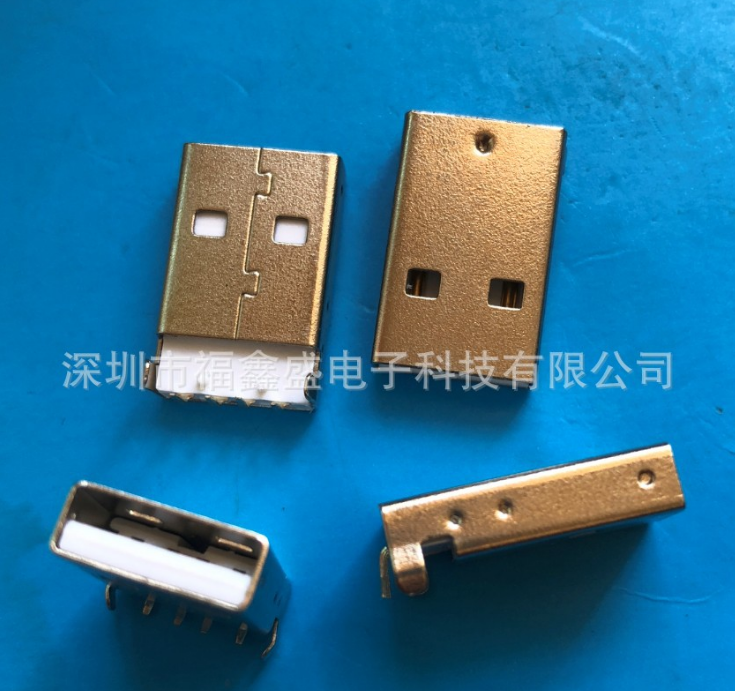 供应A公90度沉板式USB公头 AM90度直脚插板 沉板式 USB连接器