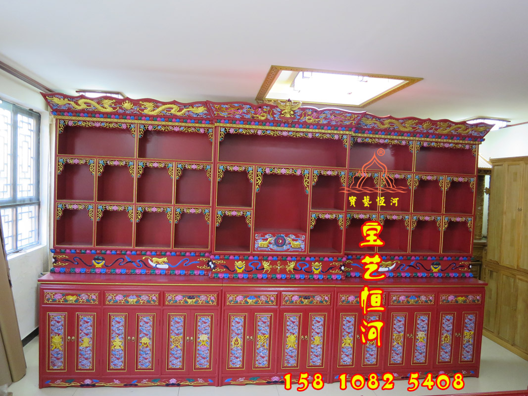 112彩绘藏式佛龛三层佛台佛堂