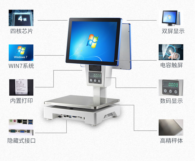农贸市场生鲜超市水果店专用称重收银一体秤