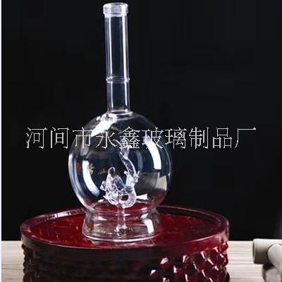 高档玻璃空酒瓶定制精美手工艺玻璃酒瓶