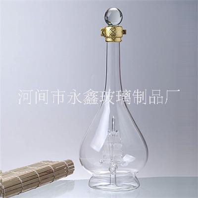 个性玻璃酒瓶厂家生产内置老虎造型玻璃空酒瓶