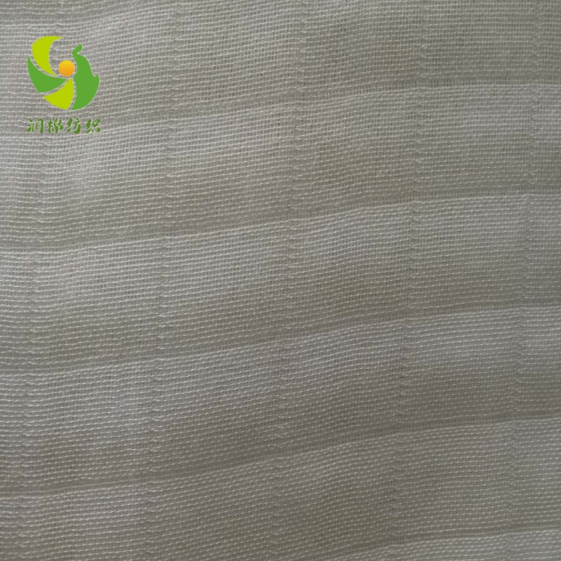泰安润棉纺织厂家批发精梳赛络纺竹纤维双层方格纱布坯布